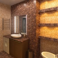 Mosaïque marron à l'intérieur de la salle de bain