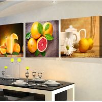 Motif lumineux avec des fruits sur la table à manger