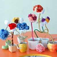 Fleurs artificielles en papier multicolore