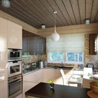 Cuisine moderne dans une maison en bois