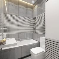 Diseño de baño compartido en tonos grises.