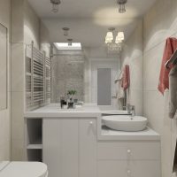 Muebles empotrados en el diseño del baño combinado.