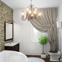 Cortinas en el interior del baño.