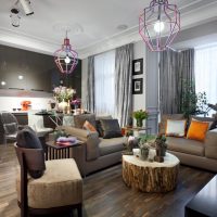 Lustres design en fil de couleur