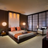 Intérieur de chambre à coucher de style japonais