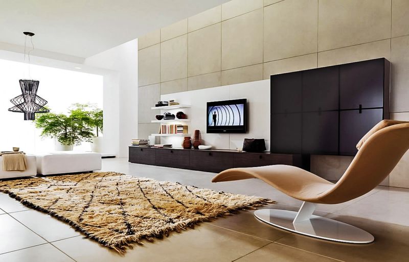Fauteuil moderne aux formes fluides dans un salon high-tech