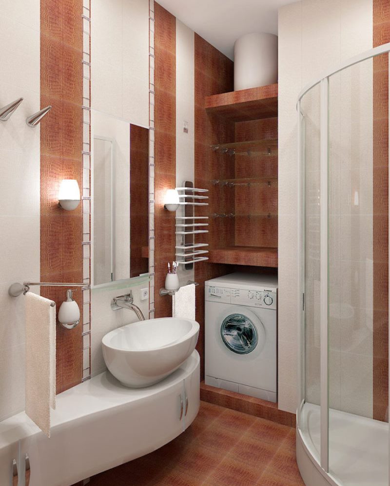 Lavabo de porcelana en un baño pequeño