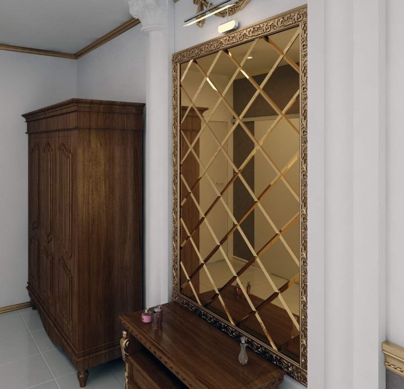Espejo de pared facetado de azulejos finos