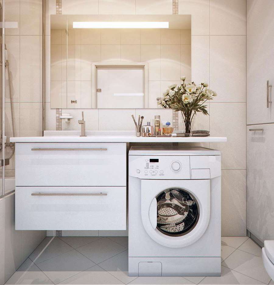 Lugar para una lavadora en el baño combinado.