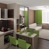 Rideaux verts dans un studio