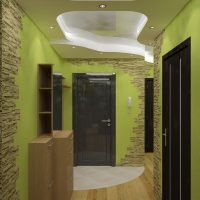 Murs verts clairs d'un petit couloir