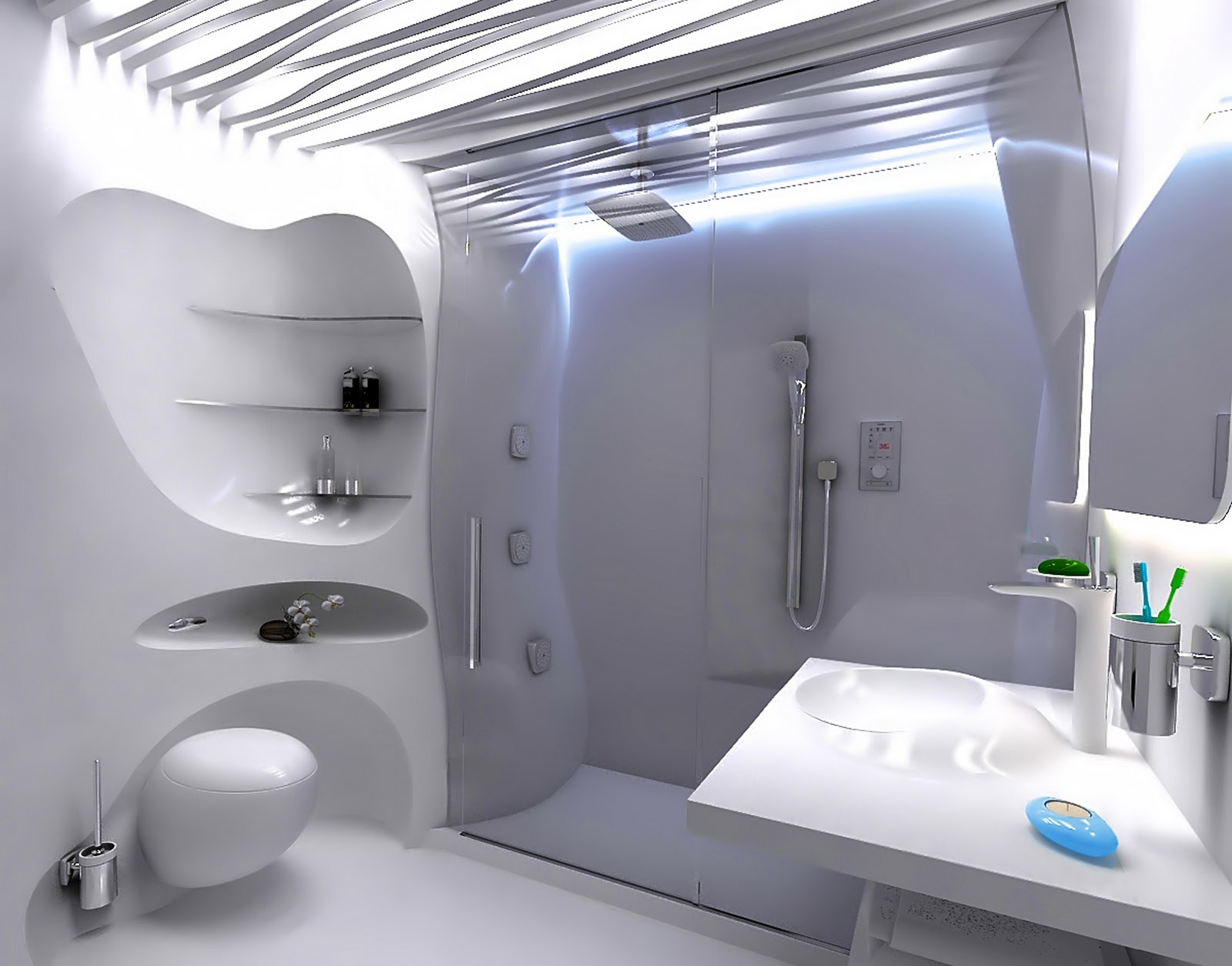 interior de baño de estilo biónico irreal