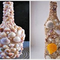 Décoration de bouteilles avec des coquillages
