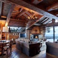 Salon de style chalet alpin