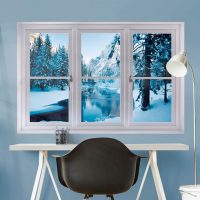 Paysage d'hiver dans une fausse fenêtre