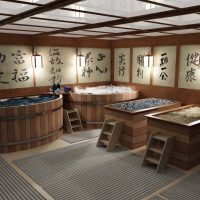 Design de salle de bain de style oriental