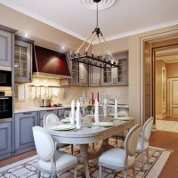 Conception de cuisine dans une maison à panneaux