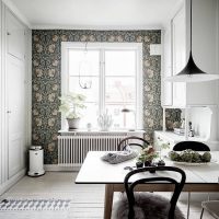 Papier peint floral dans la conception de la cuisine