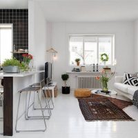 Salon-cuisine de style scandinave