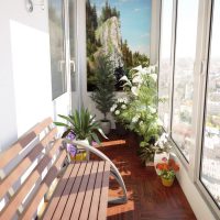 Banc pour se détendre sur un balcon vitré