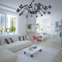 Intérieur d'un studio blanc comme neige