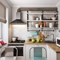Intérieur de cuisine avec tablettes ouvertes