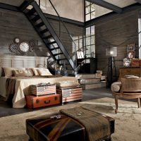 Salon intérieur avec escalier en métal