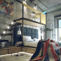 Chambre à coucher à deux étages de style industriel