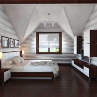 Diseño de una habitación blanca en el ático de una casa privada.