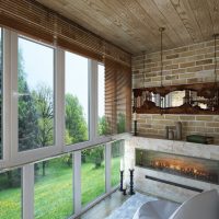 Imitation d'une cheminée à l'intérieur du balcon