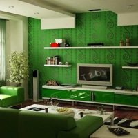 Color verde en el interior de la sala de estar