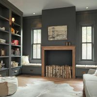 Salon design aux murs gris