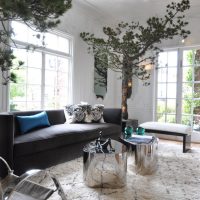 Arbres à l'intérieur d'un salon moderne