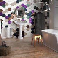 Décoration murale de la salle de bain avec mosaïque colorée