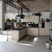 Racks à l'intérieur d'une cuisine de style loft