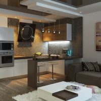 intérieur de la cuisine-salon dans un appartement en tôle