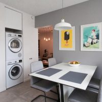 Machine à laver à l'intérieur de la cuisine