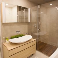 Douche avec porte vitrée