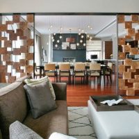 Cloison combinée dans le salon d'une grande maison