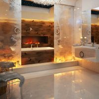 Diseño original del baño con chimenea.