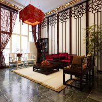 Sol en céramique dans un salon de style chinois