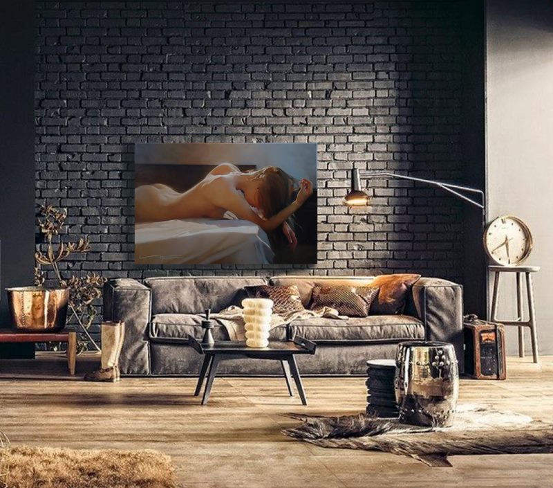 Usando pinturas desnudas en un interior moderno