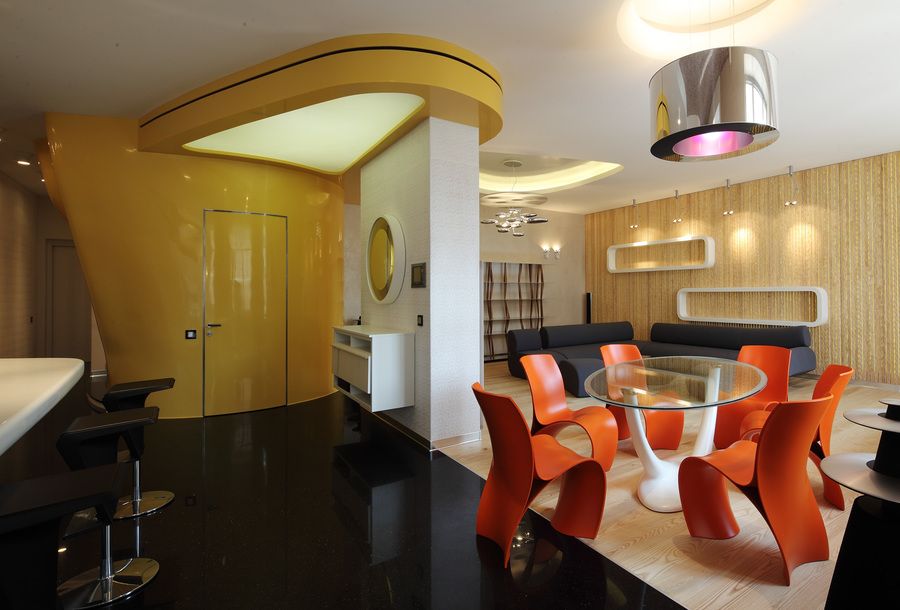 Diseño de un apartamento moderno al estilo futurista.