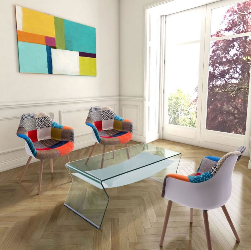 Panneau de patchwork sur le mur dans le salon