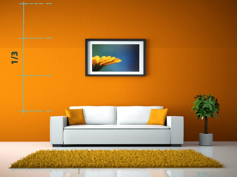 Reglas para colgar la foto sobre el sofá