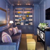 Concevez un petit salon dans les tons bleus