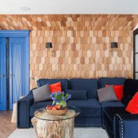 Planches de bois sur le mur du salon