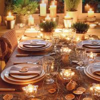 Plantas vivas en decoración de mesa