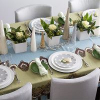 Servilletas de conos en la mesa del comedor