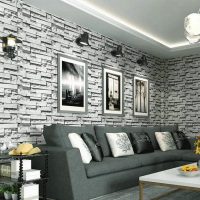 Canapé gris par le mur du salon